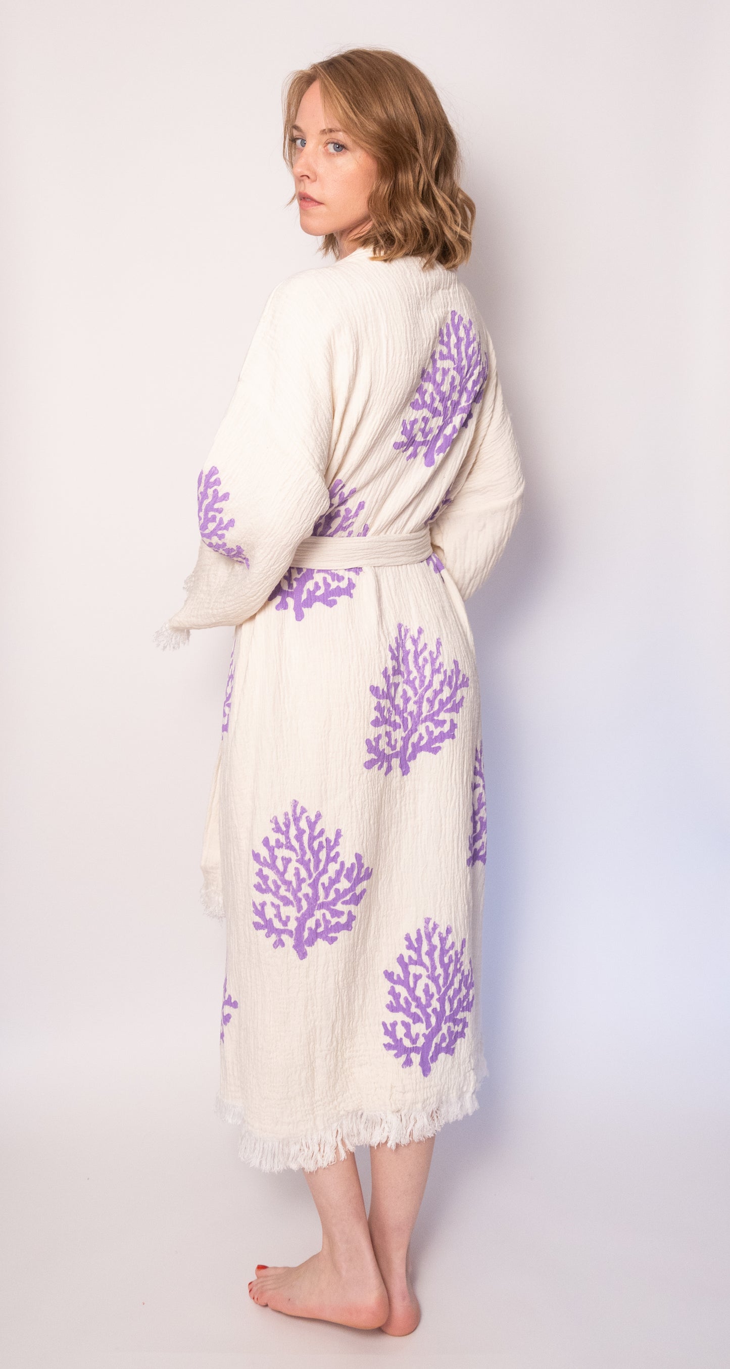 Leaf Print Cotton Robe
