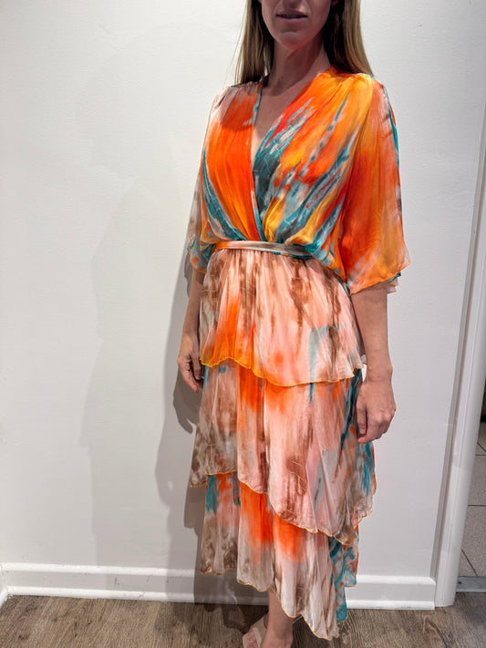 Silk Flowy Maxi Dress - Made in Italy