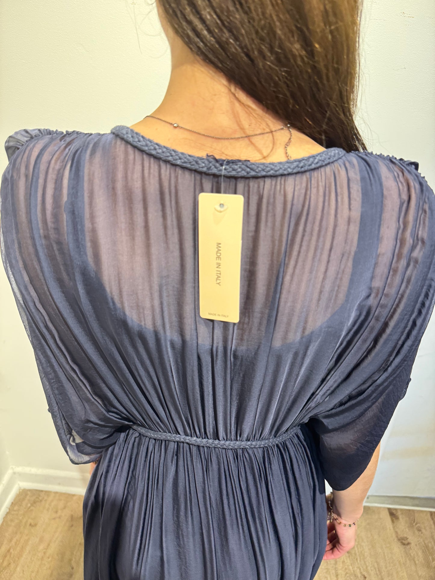 Goddess Silk Maxi Dress – Made in Italy – One Size Draped Boho Luxury Dress