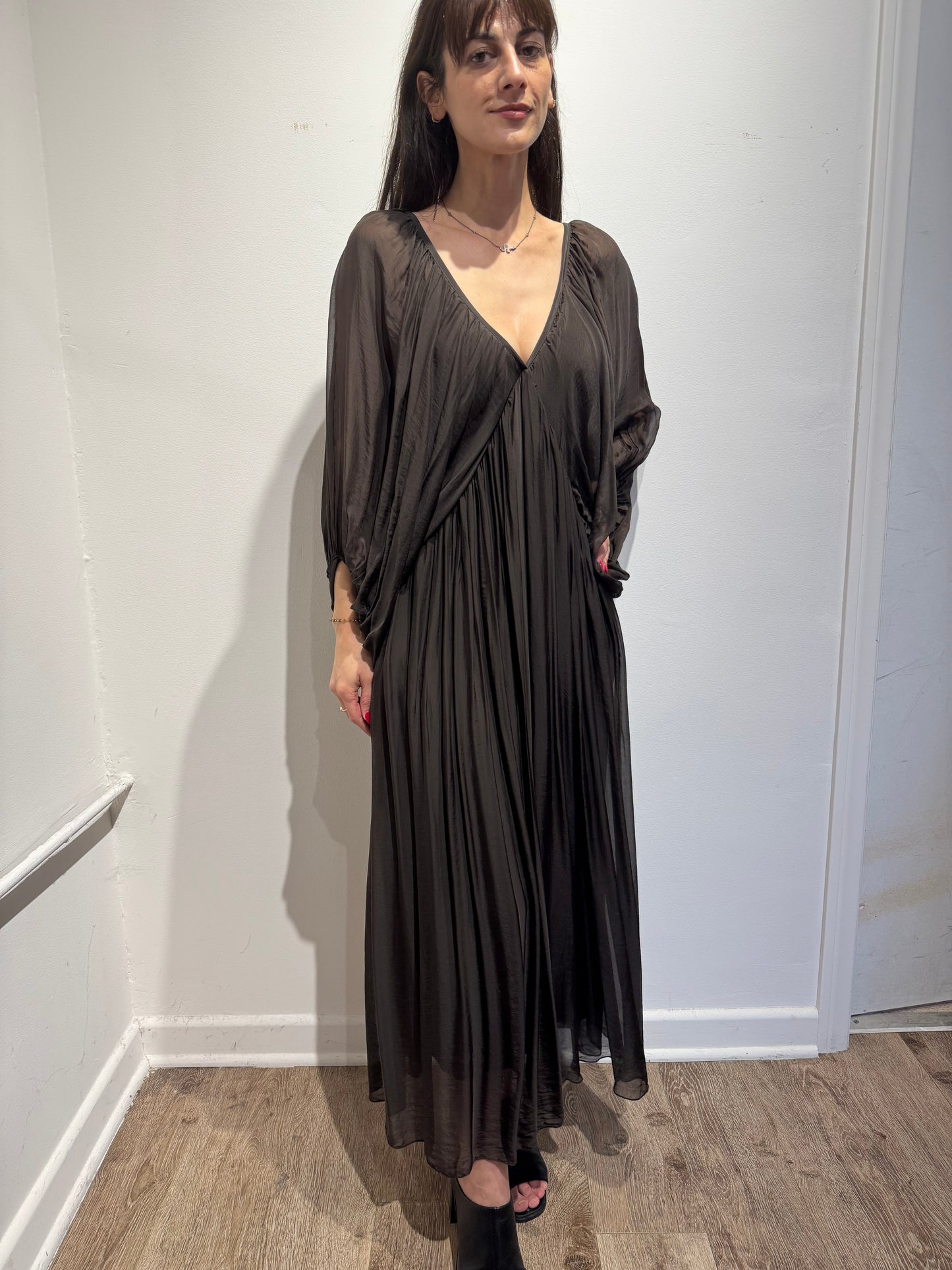 Empire Waist Italian Silk Dress Elegant Loose Fit Dress