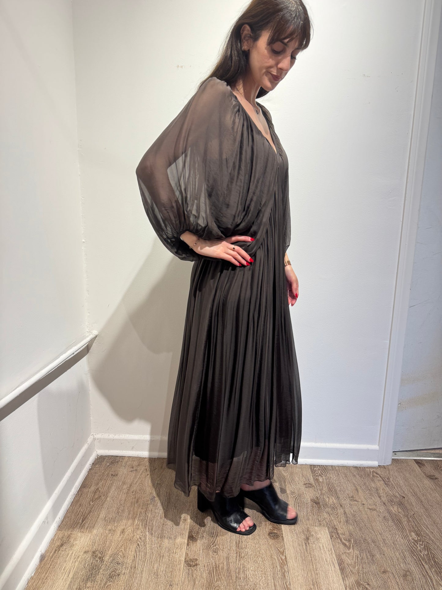 Empire Waist Italian Silk Dress Elegant Loose Fit Dress