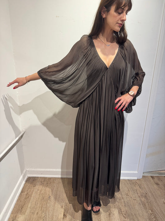 Empire Waist Italian Silk Dress Elegant Loose Fit Dress