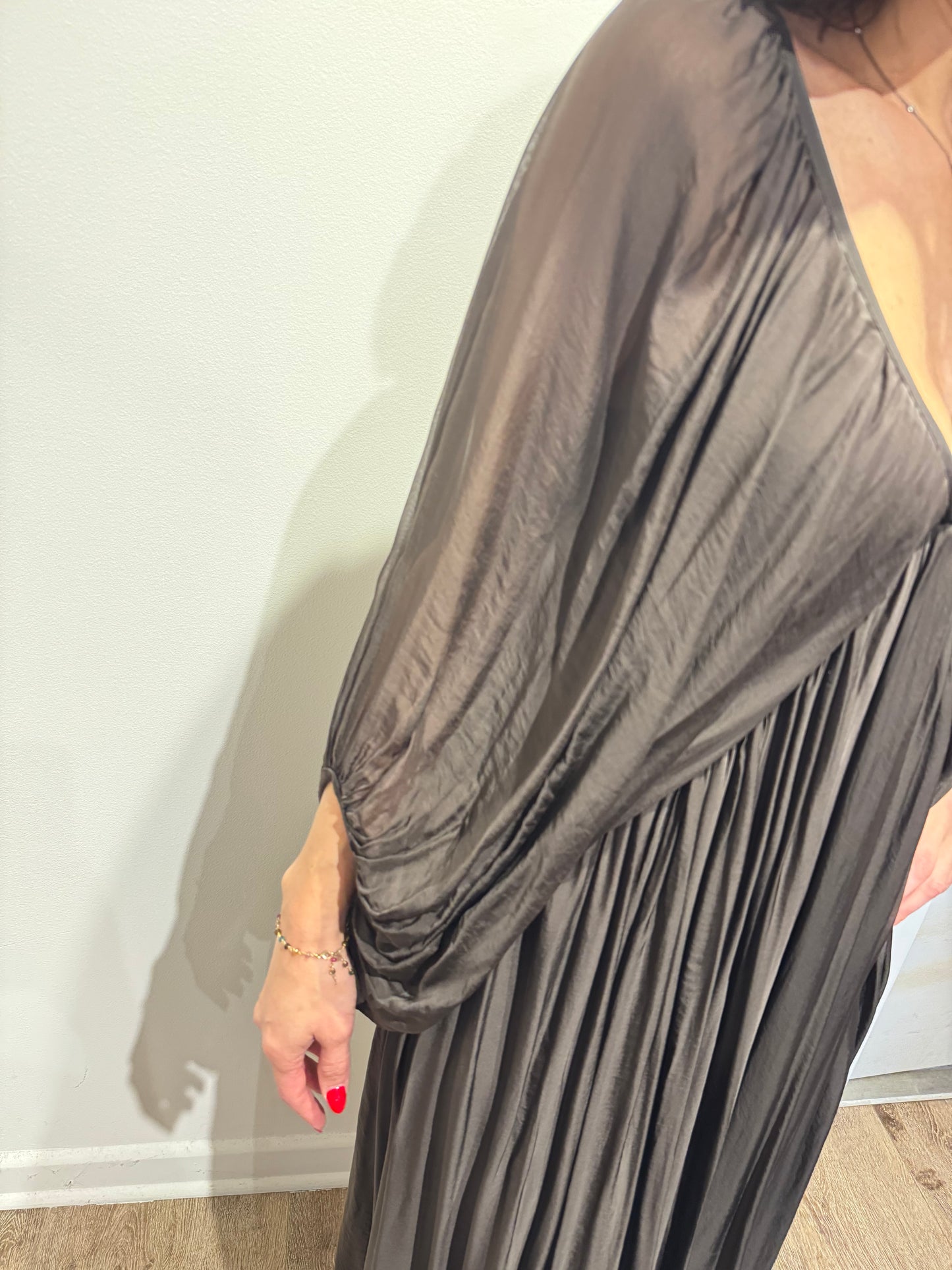 Empire Waist Italian Silk Dress Elegant Loose Fit Dress