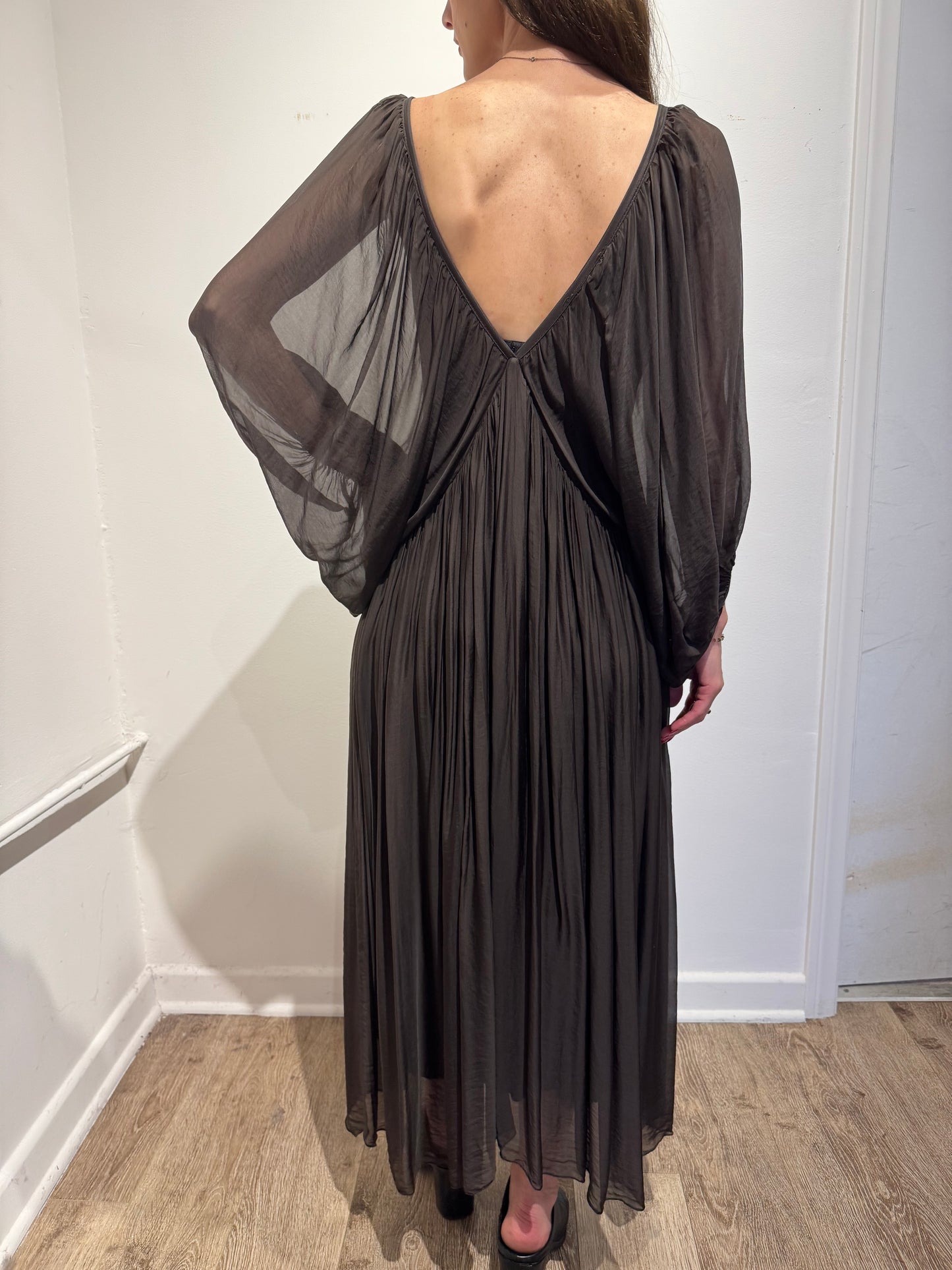 Empire Waist Italian Silk Dress Elegant Loose Fit Dress