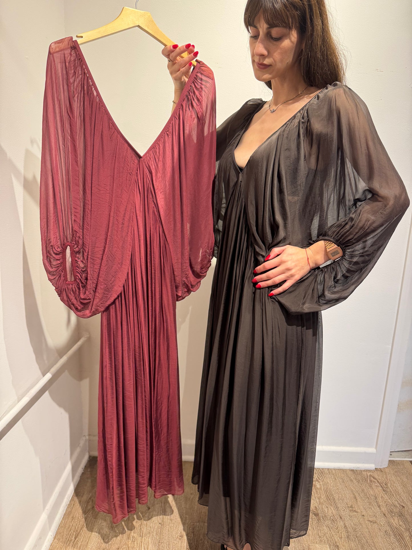 Empire Waist Italian Silk Dress Elegant Loose Fit Dress