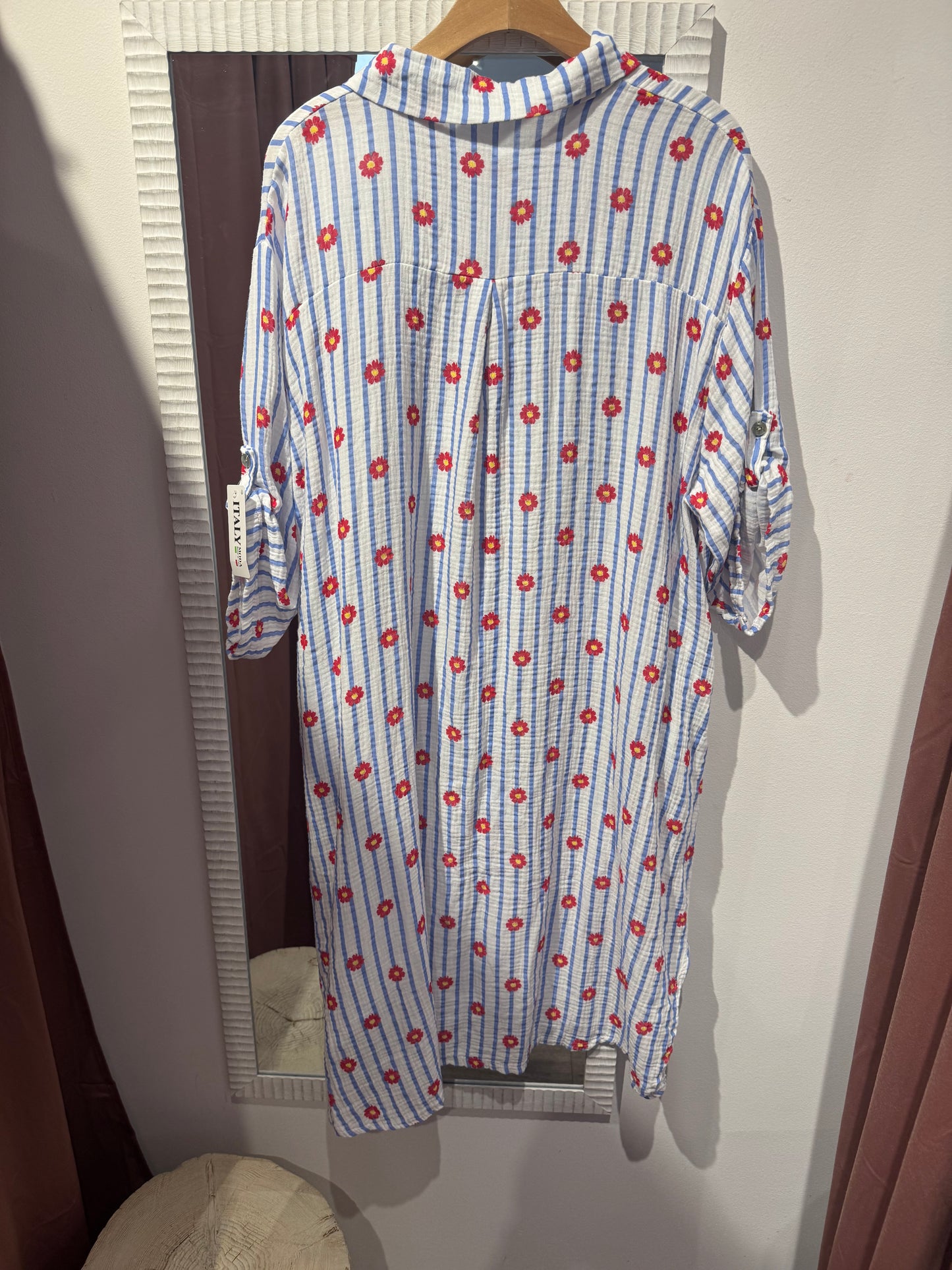 Muslin Floral Shirt Dress One Size | Made in Italy Cotton Dress