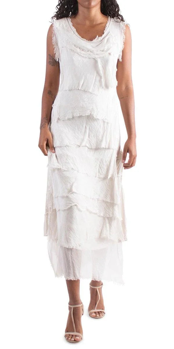 Silk Layered Ruffle Maxi Dress – Made in Italy