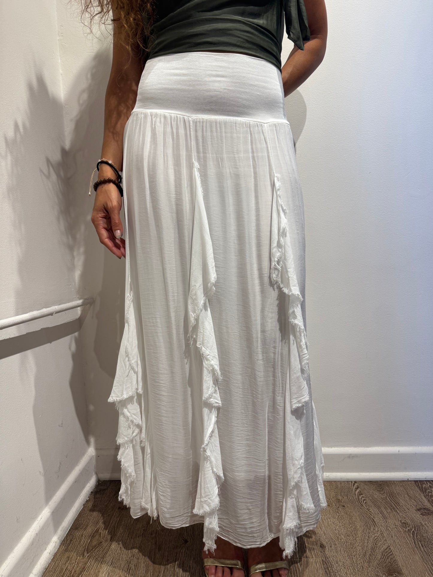 Silk Layered Maxi Skirt | One Size Boho Silk Skirt | Flowy Italian Resort Wear