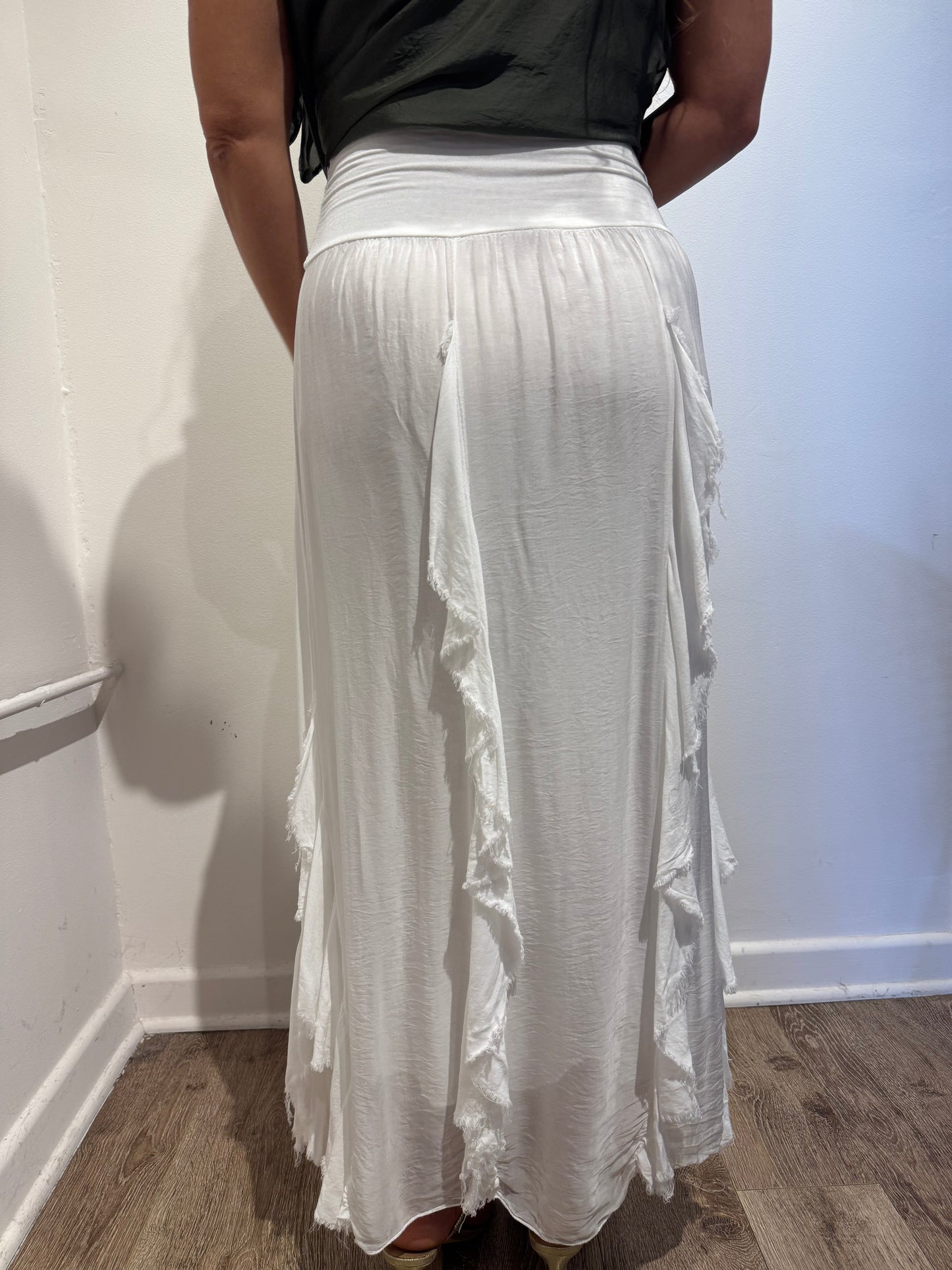 Silk Layered Maxi Skirt | One Size Boho Silk Skirt | Flowy Italian Resort Wear