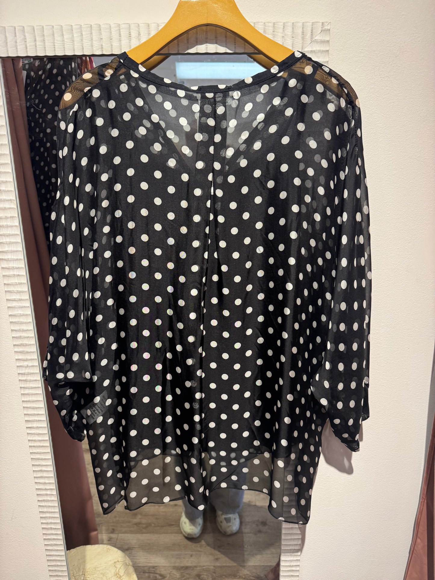 Silk Polka Dot Blouse – Made in Italy One Size | Oversized Button Front Shirt | Available in 3 Colors