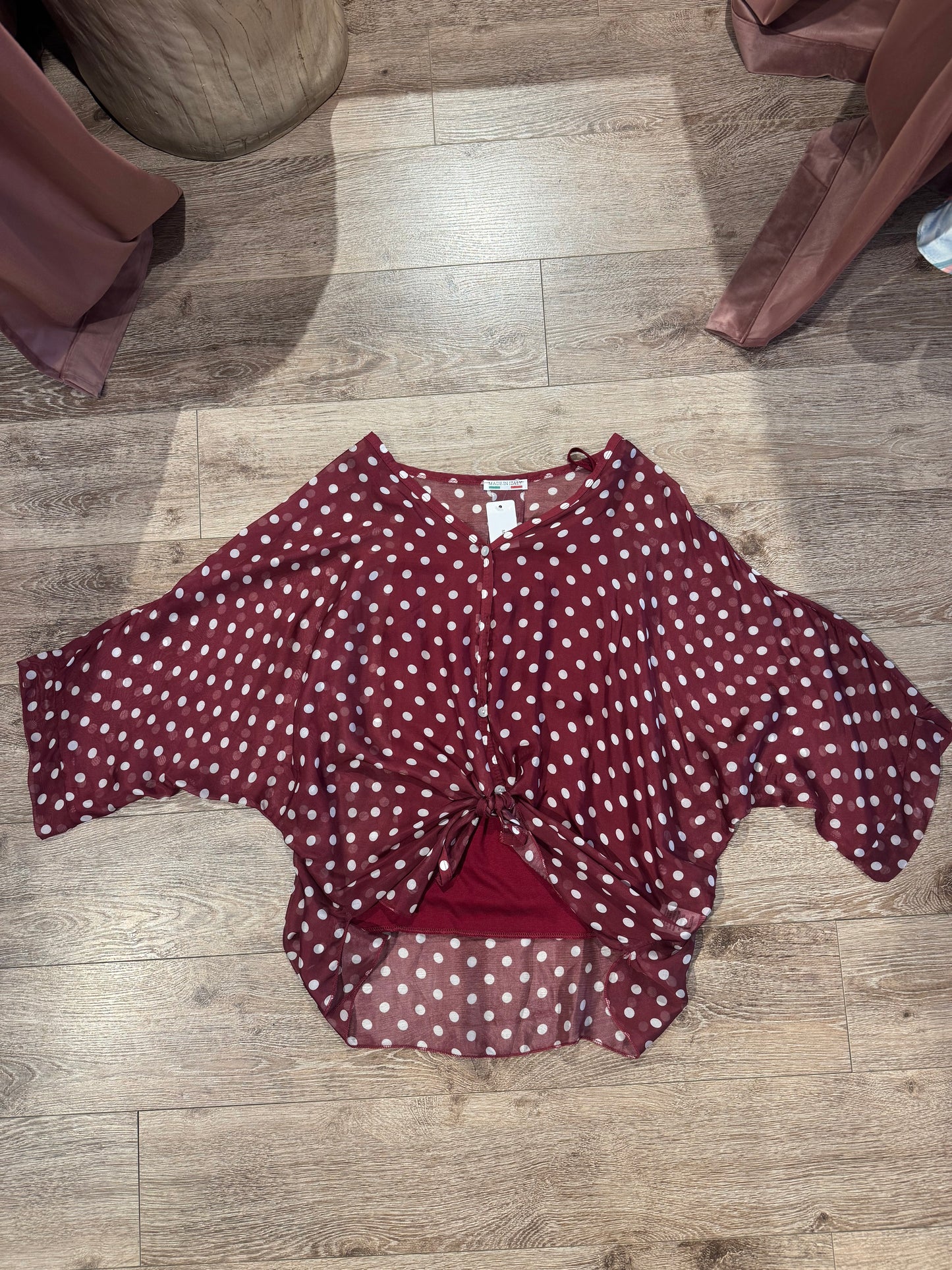 Silk Polka Dot Blouse – Made in Italy One Size | Oversized Button Front Shirt | Available in 3 Colors