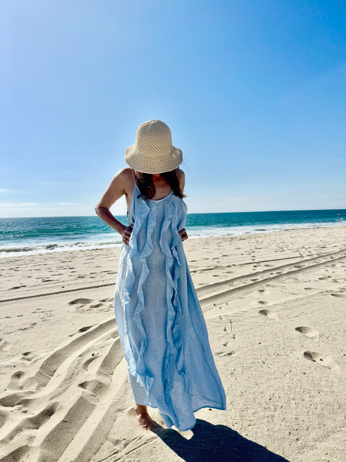Linen Ruffle Maxi Dress – Boho Beach Dress | Lightweight Summer Linen Dress