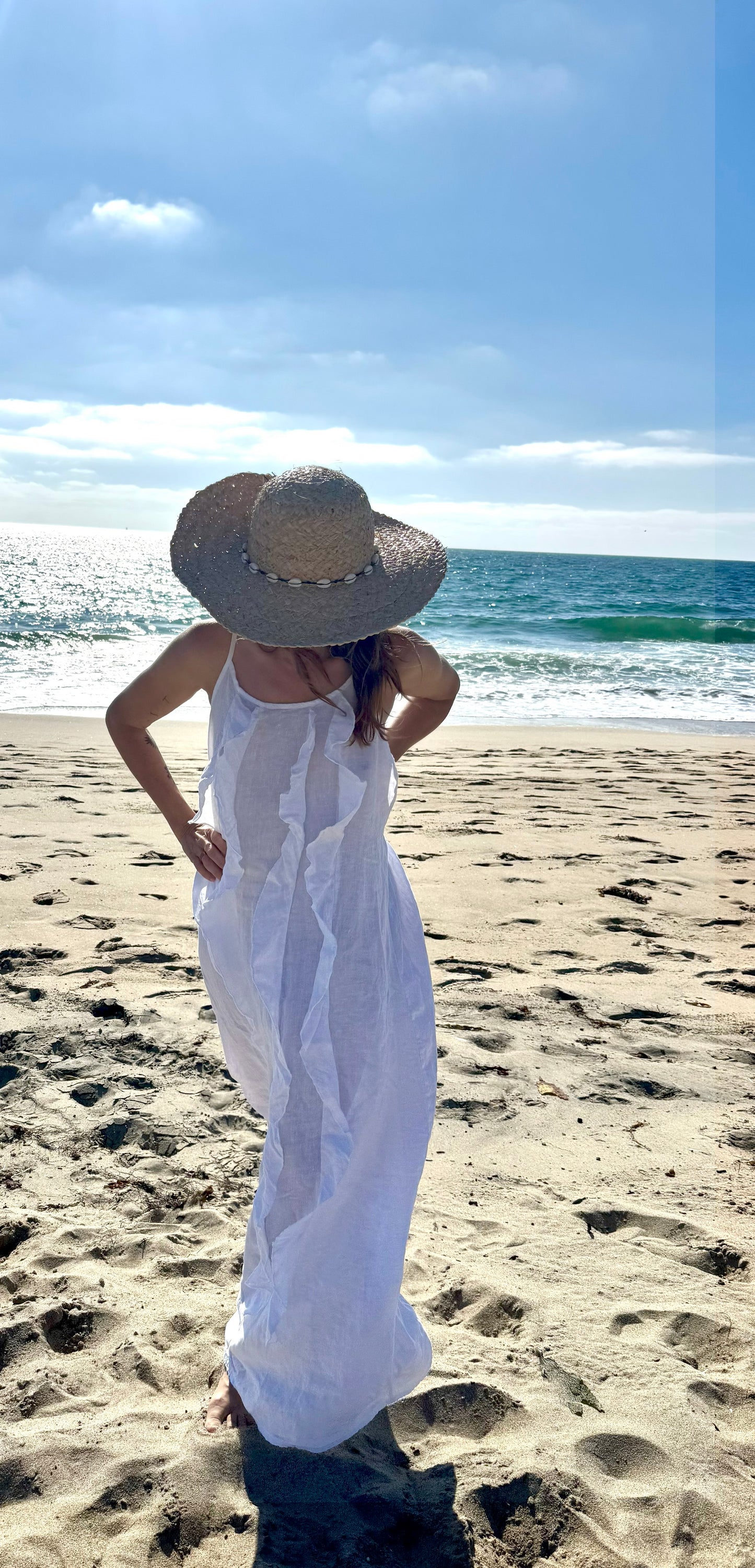Linen Ruffle Maxi Dress – Boho Beach Dress | Lightweight Summer Linen Dress