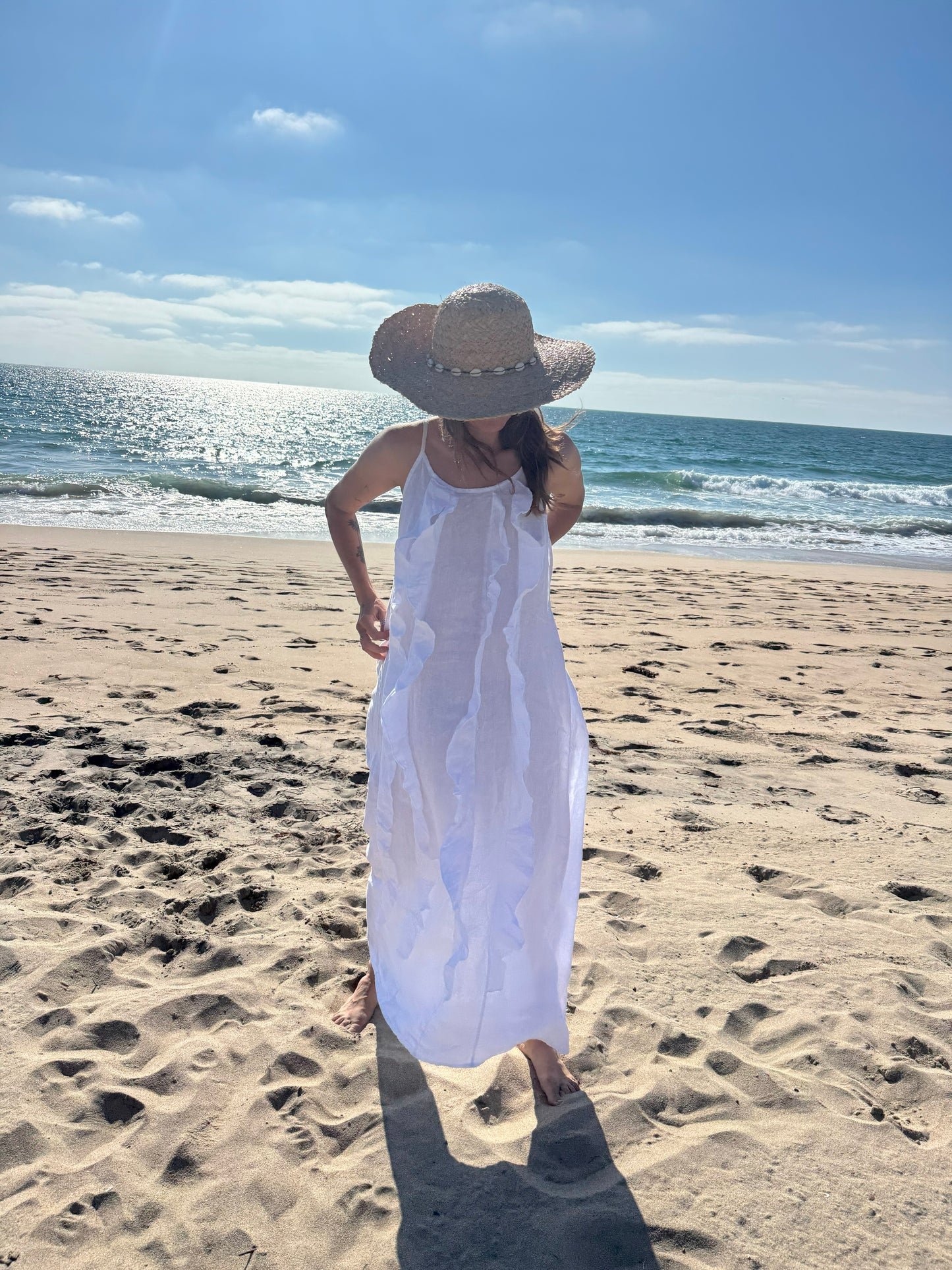 Linen Ruffle Maxi Dress – Boho Beach Dress | Lightweight Summer Linen Dress