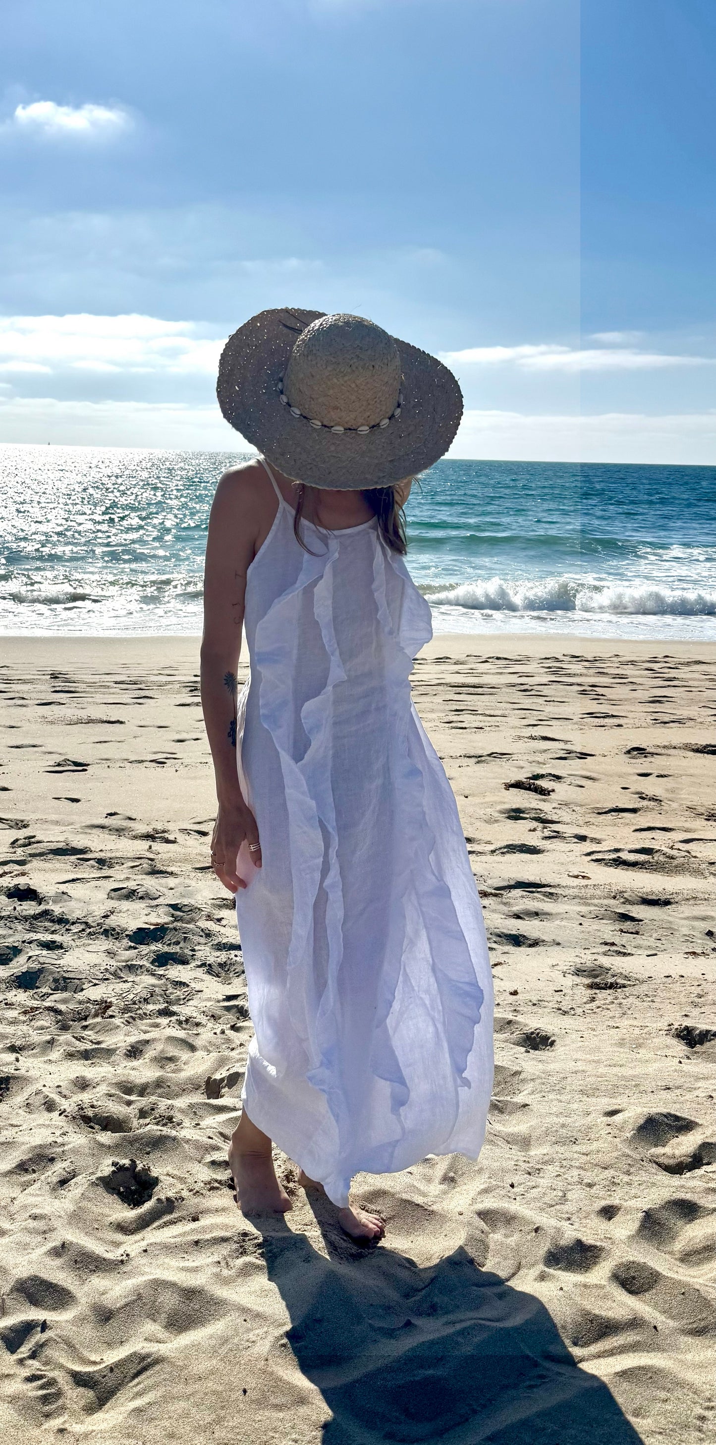 Linen Ruffle Maxi Dress – Boho Beach Dress | Lightweight Summer Linen Dress