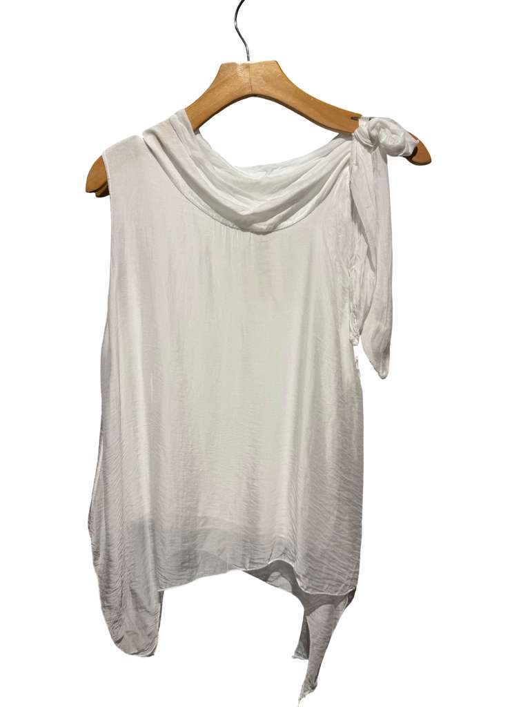 Silk Bow Asymmetric Top – Made in Italy