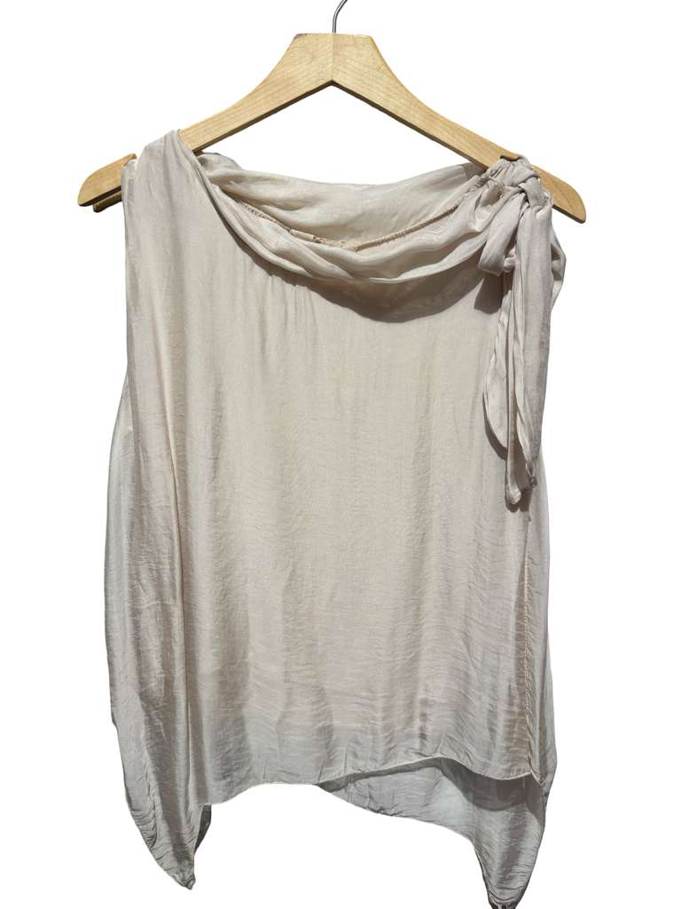 Silk Bow Asymmetric Top – Made in Italy