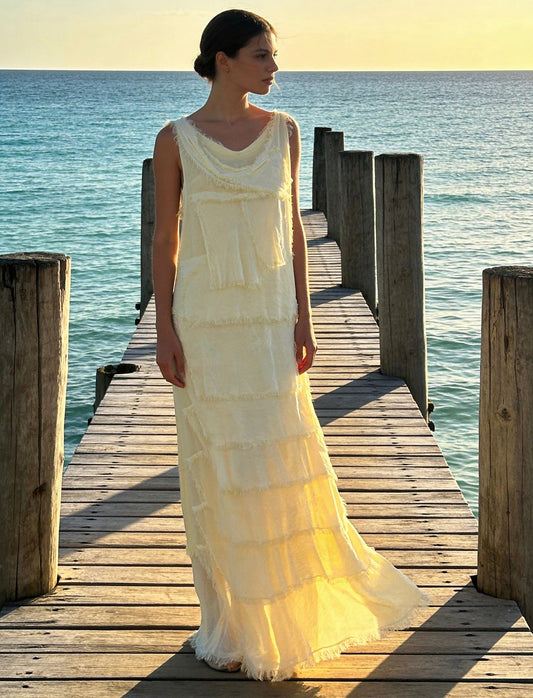 Silk Layered Ruffle Maxi Dress – Made in Italy