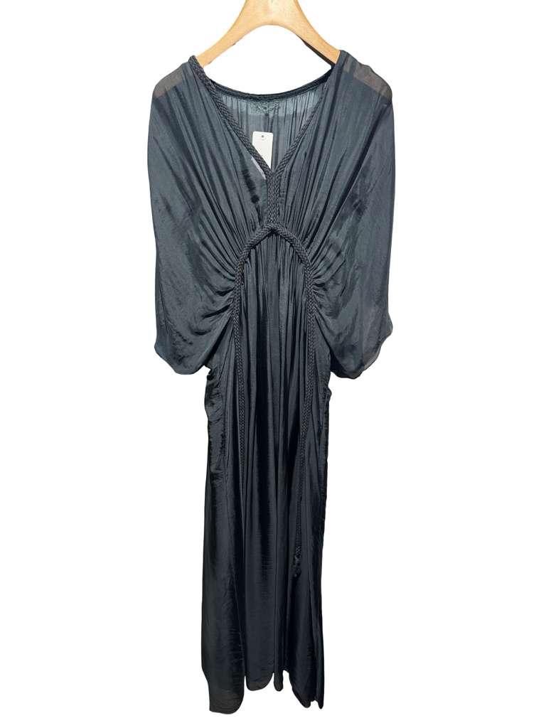Goddess Silk Maxi Dress – Made in Italy – One Size Draped Boho Luxury Dress