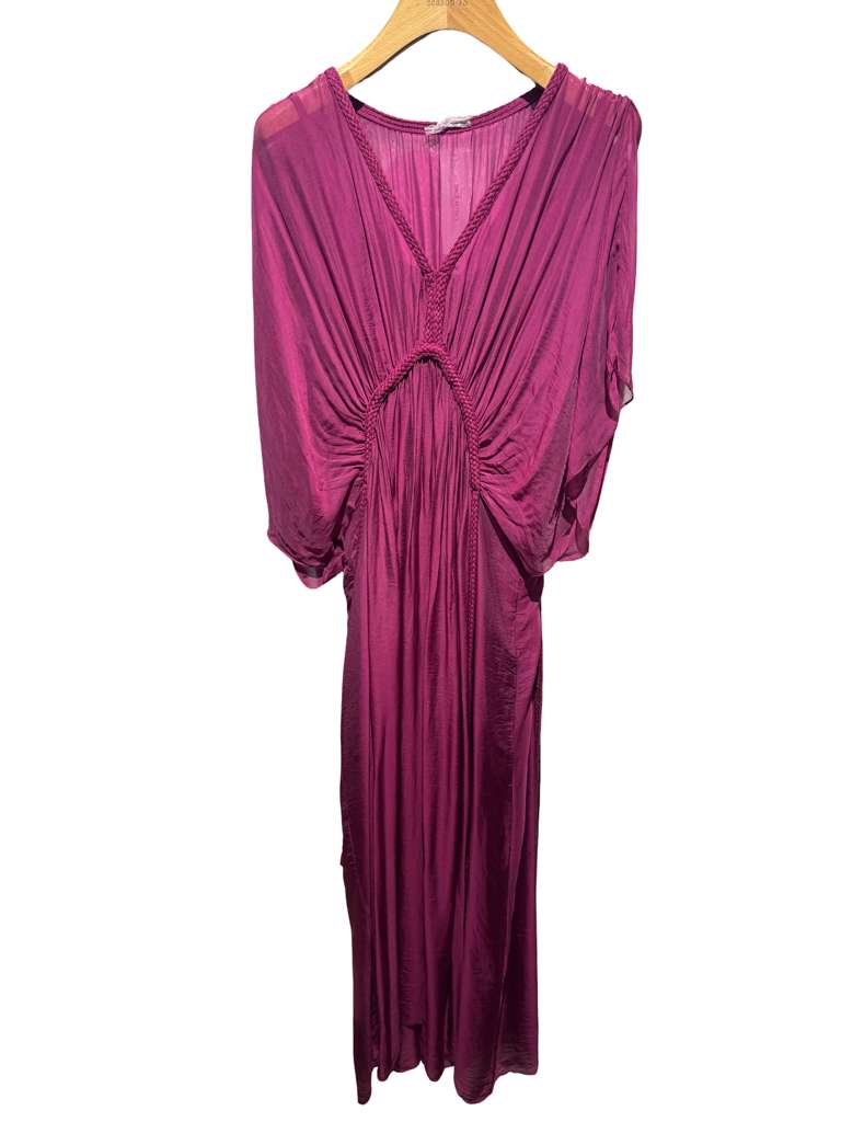 Goddess Silk Maxi Dress – Made in Italy – One Size Draped Boho Luxury Dress